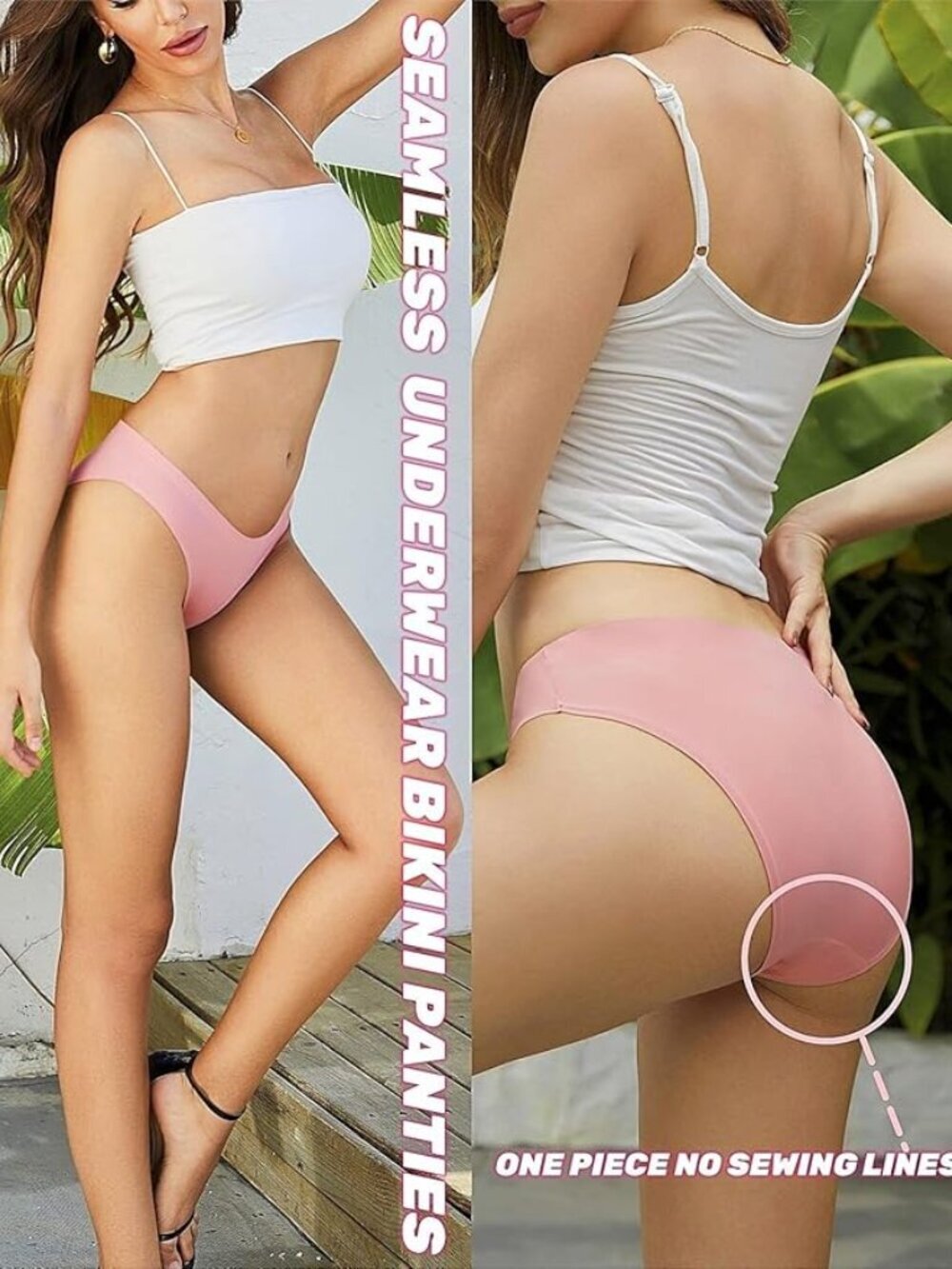 6-pack Caterlove Women's Seamless Underwear No Show Stretch Bikini - Picture 3 of 4
